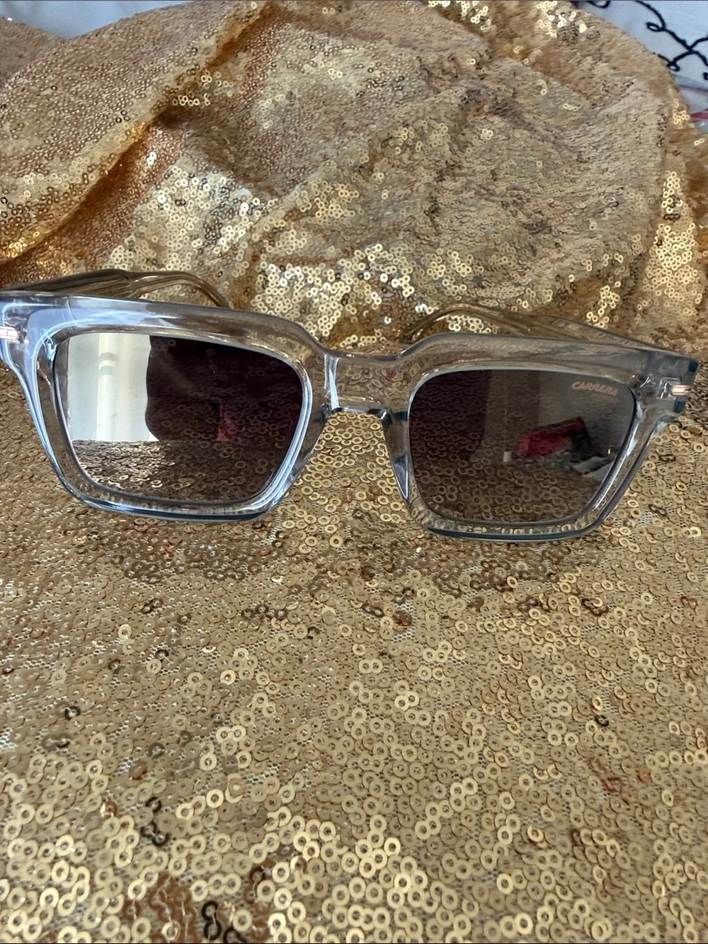 Carrera Clear Frame Sunglasses with Gray Smoke Lenses - Men